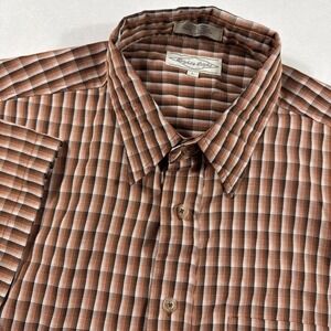 Y2K‎ Skatercore Eighty Eight Shirt Men's Large Brown Plaid Button Rayon Blend